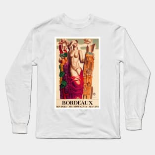 Bordeaux, France - Vintage Travel Poster Design Long Sleeve T-Shirt